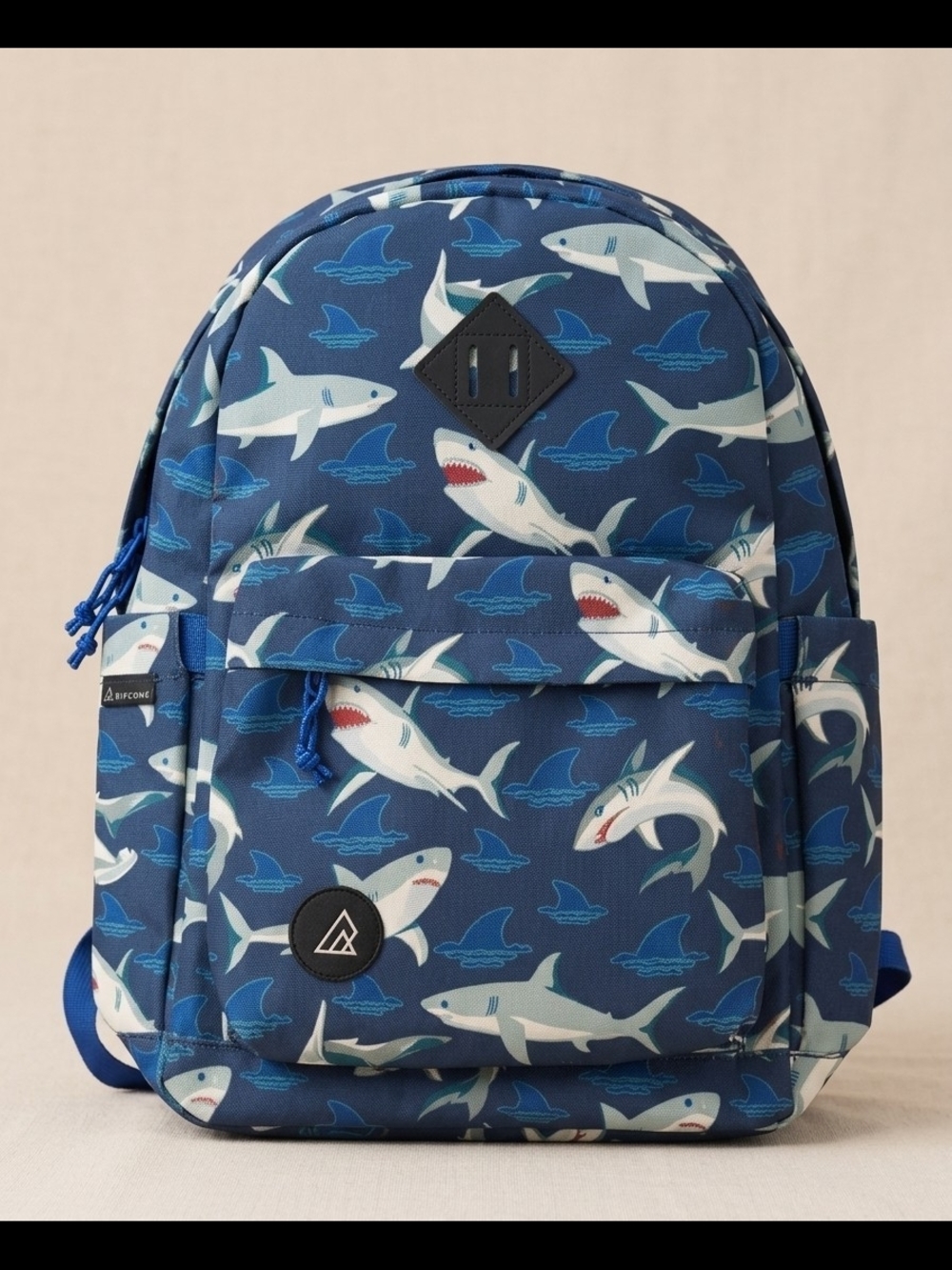 Children's Shark Print Backpack in Dark Blue